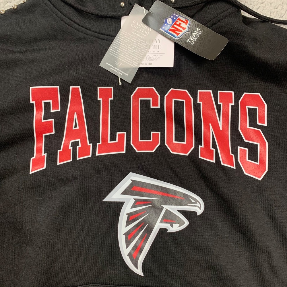 Gameday Couture NFL Atlanta Falcons Hoodie Women M Black Studded Pullover NWT - Picture 3 of 11